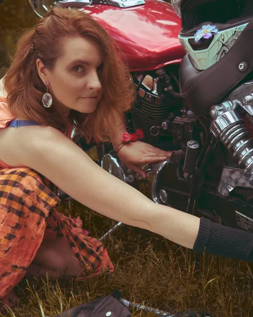 Lady on the bike