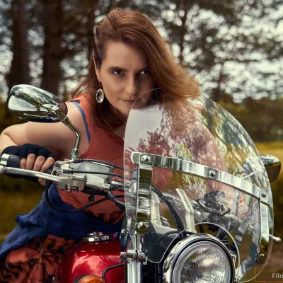 Lady on the bike
