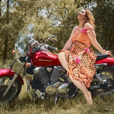 Lady on the bike